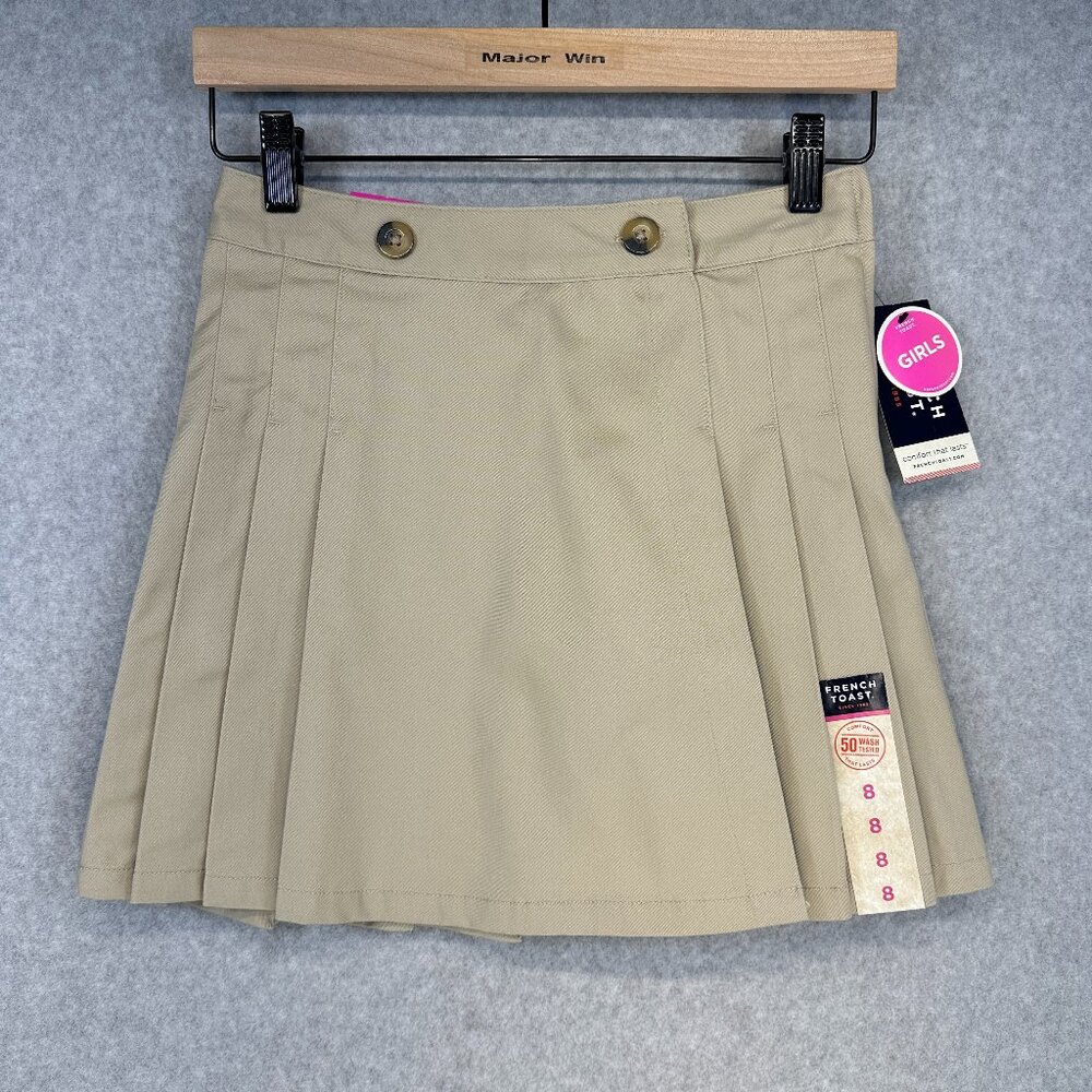 French Toast Skort Girls School Uniform Khaki Size 8 Pleated Adjustable Waist